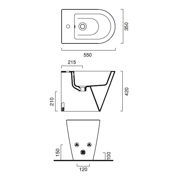 Catalano New Zero 55 bidet stojący 55x35cm 1BI5500 z zestaw mocującym Z3440