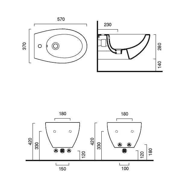 Catalano Velis bidet podwieszany 57x37cm 1BSVL00