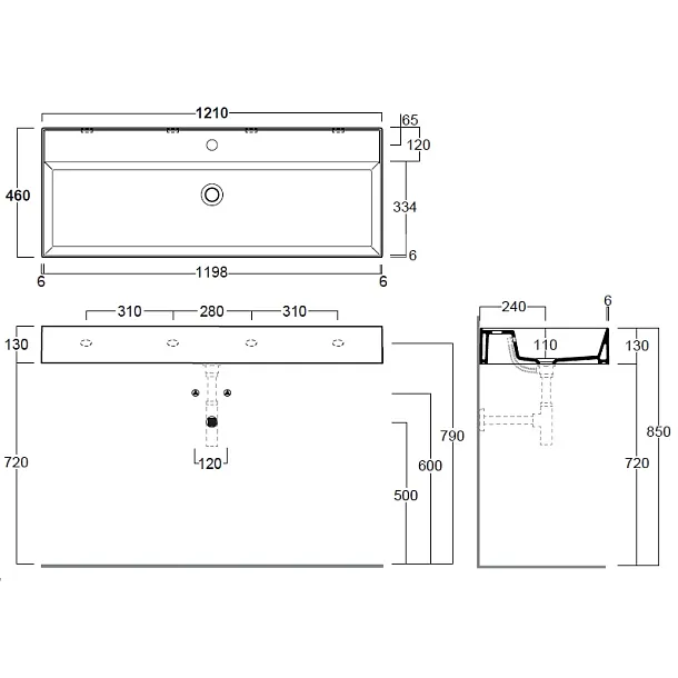 Simas Agile umywalka podwieszana 121x46cm AG121