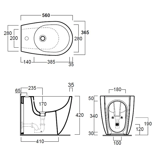 Simas Vignoni bidet stojący 56x36,5cm Biały VI04