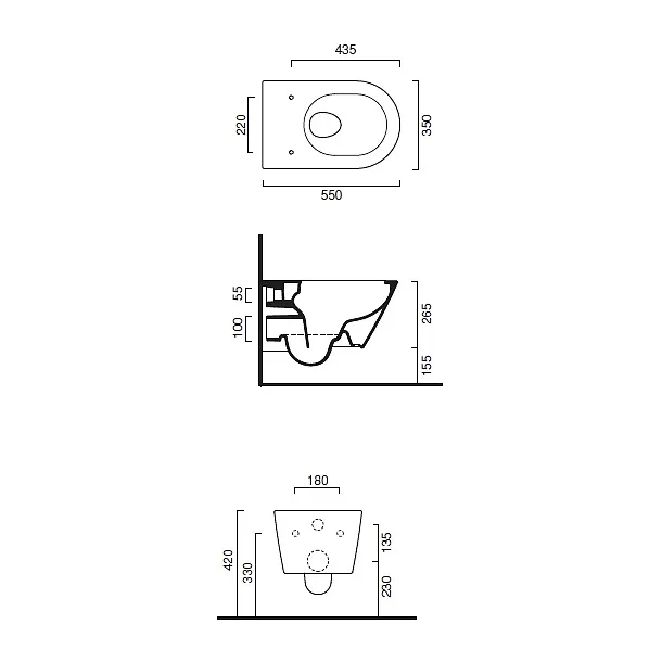 Catalano Colori miska wc podwieszana 55x35cm Newflush 1VS55NRNS