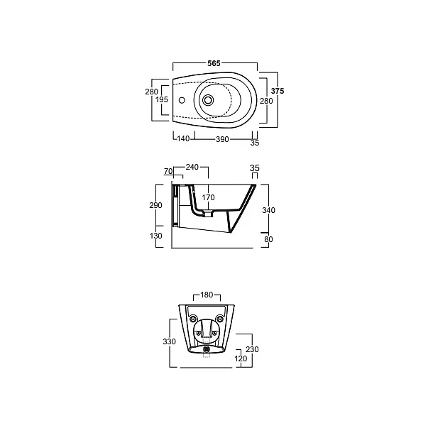 Simas Gambassi bidet podwieszany 56,5x37,5cm GA19