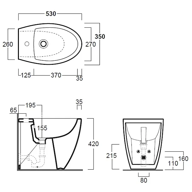 Simas LFT Spazio bidet stojący 53x35cm Biały LFT21