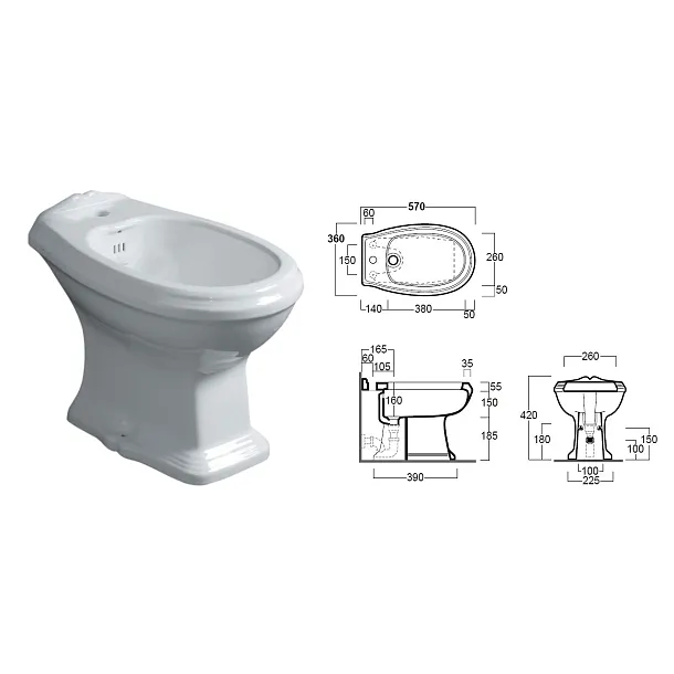 Simas Arcade bidet stojący 57x36cm AR823