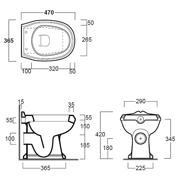 Simas Arcade miska wc stojąca 47x36,5cm AR811