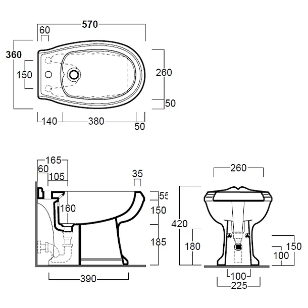 Simas Arcade bidet stojący 57x36cm AR833