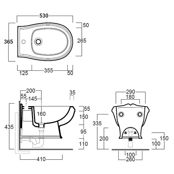 Simas Arcade bidet podwieszany 53x36,5cm AR843