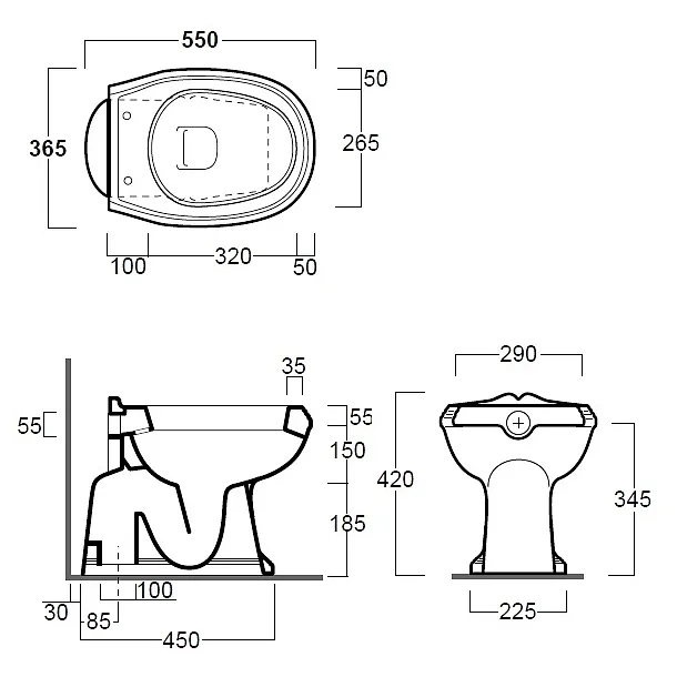 Simas Arcade miska wc stojąca 55x36,5cm AR801