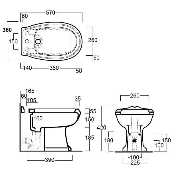 Simas Arcade bidet stojący 57x36cm AR823