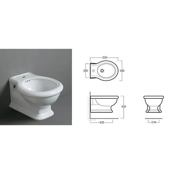 Simas Lante bidet podwieszany 53x38cm LA19