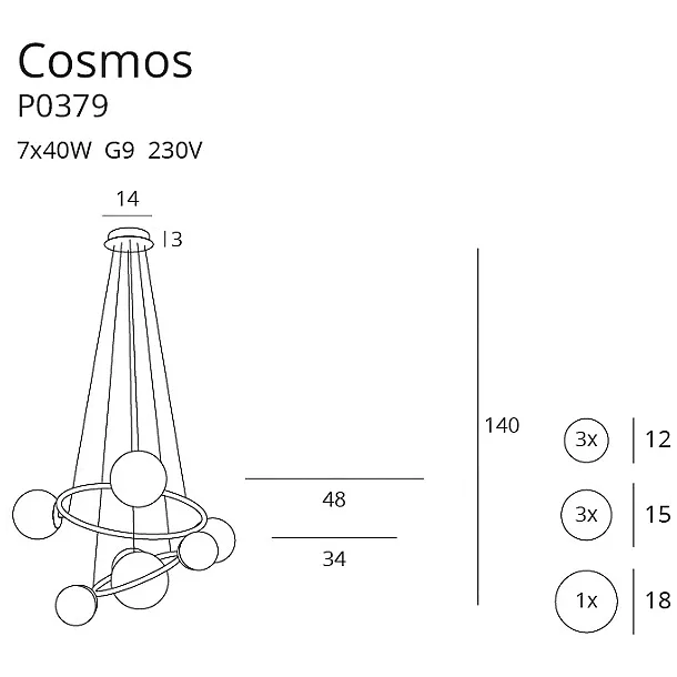 MAXLIGHT COSMOS P0379 LAMPA WISZĄCA