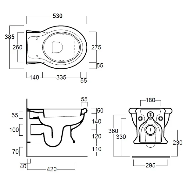 Simas Lante miska wc podwieszana 53x38,5cm Rimless LA18