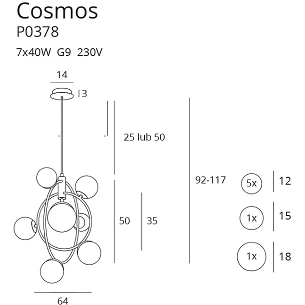 MAXLIGHT COSMOS P0378 LAMPA WISZĄCA