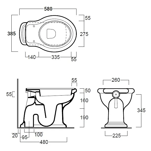 Simas Lante miska wc stojąca 58x38,5cm LA01