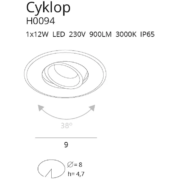 Oprawa Wpustowa Cyklop Biała IP65 od Maxlight