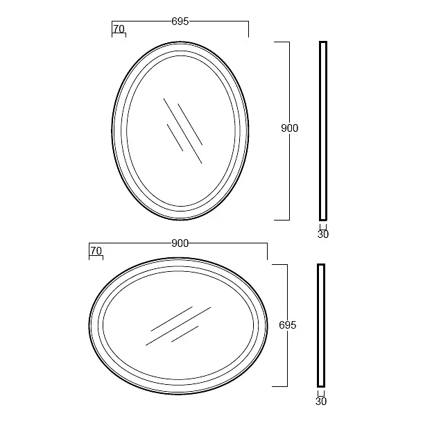 Simas Lante lustro 90x69,5cm czarne LAS1