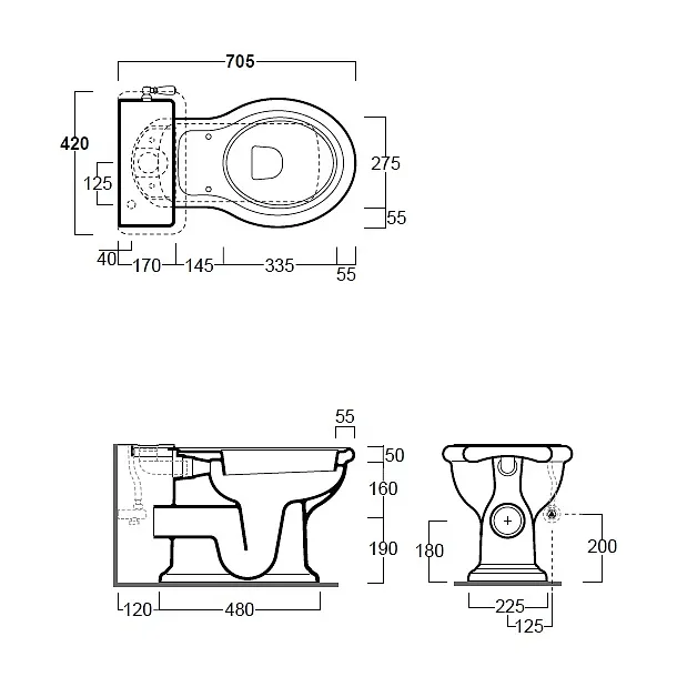 Simas Lante miska wc stojąca 70,5x38,5cm LA08