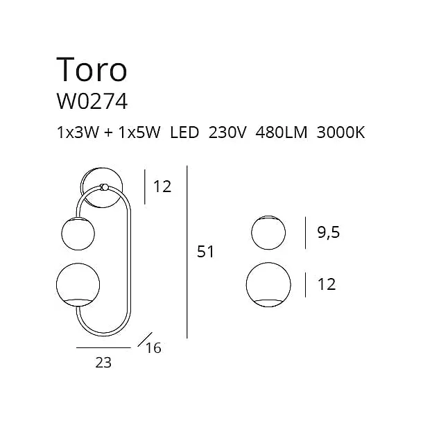 MAXLIGHT W0274 KINKIET TORO