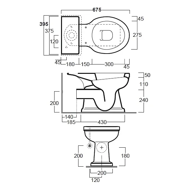 Simas Londra miska wc stojąca 67,5x39,5cm LO931