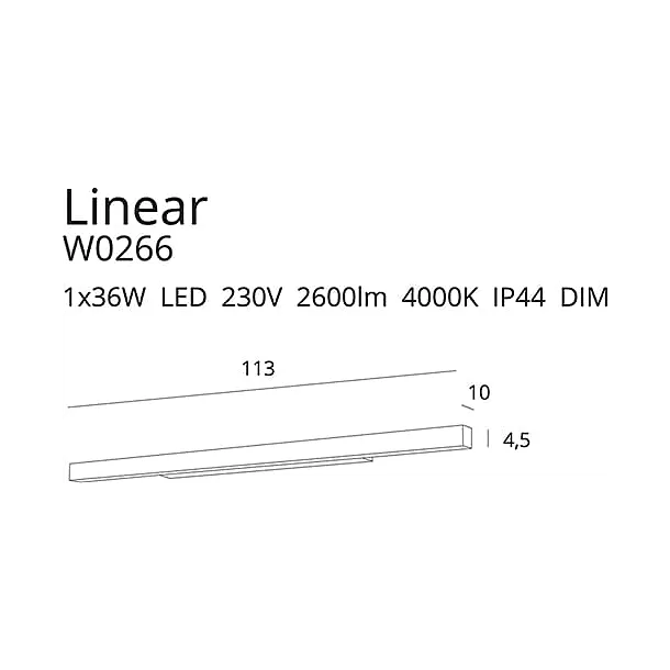 MAXLIGHT W0266 KINKIET LINEAR IP44 CZARNY