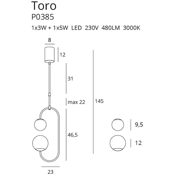 MAXLIGHT P0385 LAMPA WISZĄCA TORO