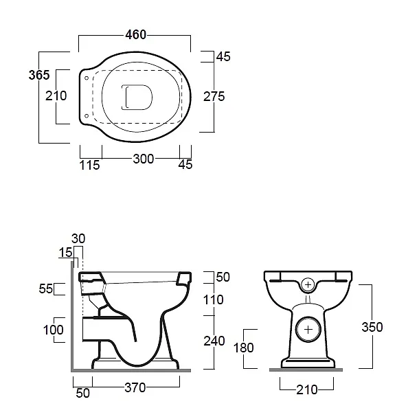 Simas Londra miska wc stojąca 46x36,5cm z odpływem poziomym LO911