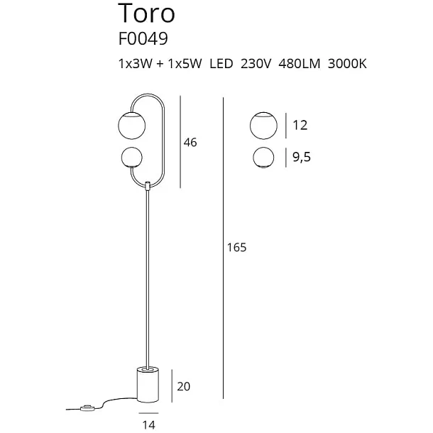 MAXLIGHT F0049 LAMPA PODŁOGOWA TORO