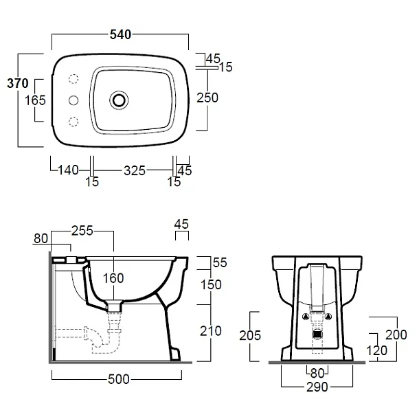 Simas Evolution bidet stojący 54x37cm EVO04