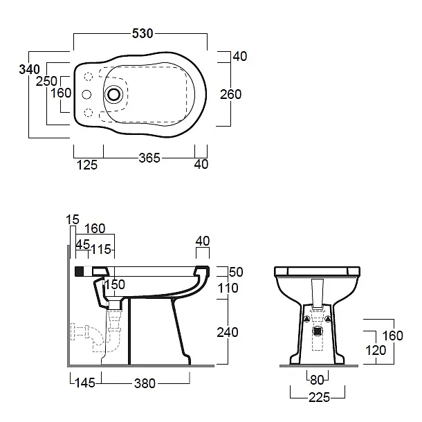 Simas Londra bidet stojący 53x34cm LO923