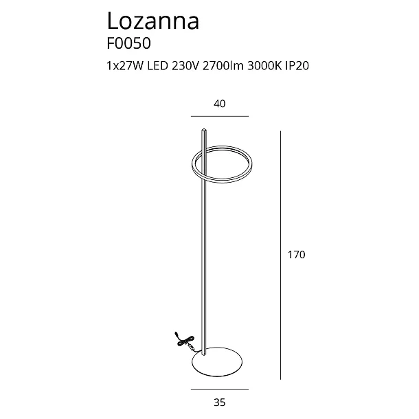 MAXLIGHT F0050 LAMPA PODŁOGOWA LOZANNA ZŁOTA