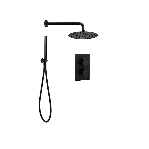 Mobi Liva Lite Black Termostatyczny Zestaw Natryskowy Z Deszczownicą Czarny Mat L1001011701BL