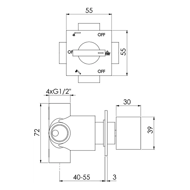 Steinberg 160 Trójdrożny przełącznik podtynkowy chrom 1604362