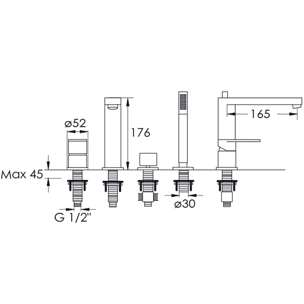 Steinberg 170 bateria wannowa 4-otworowa chrom 1702450