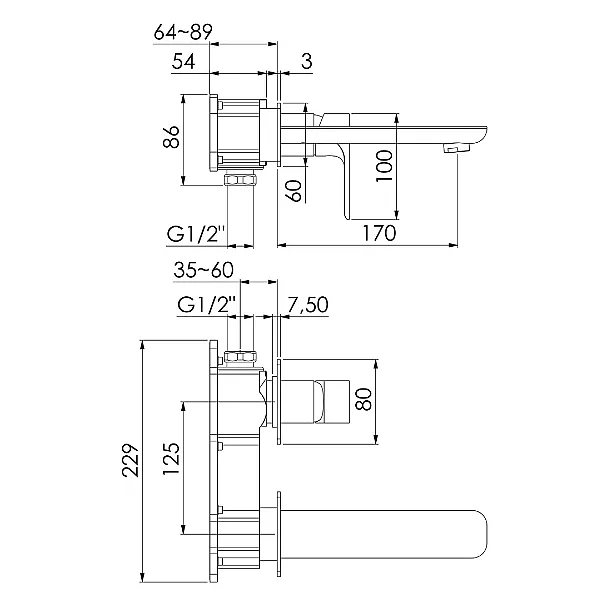 Steinberg 205 bateria umywalkowa podtynkowa chrom 2051804