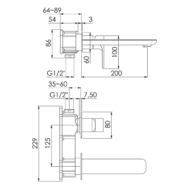 Steinberg 205 bateria umywalkowa podtynkowa chrom 2051814