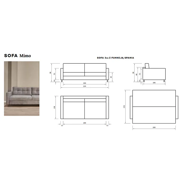 MAXLIVING MIMO SOFA 2 OSOBOWA