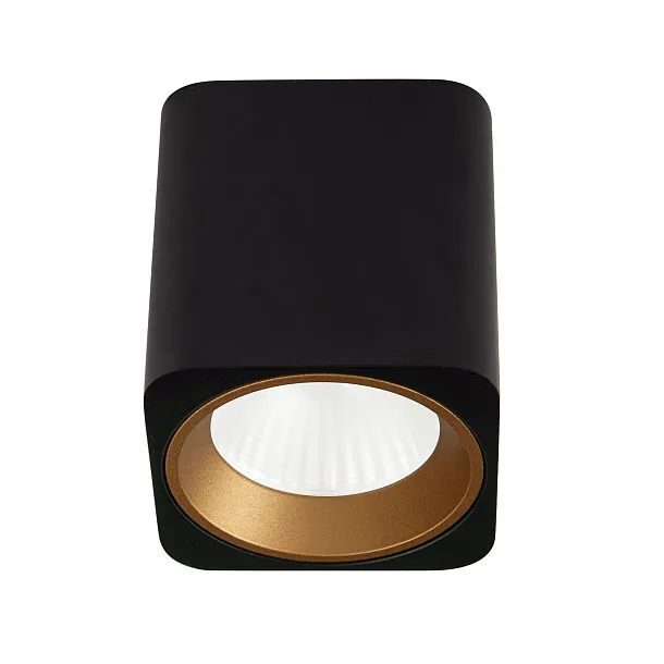 Lampa Sufitowa Kwadratowa Tub Czarna + Pierścień Ozdobny Złoty od Maxlight