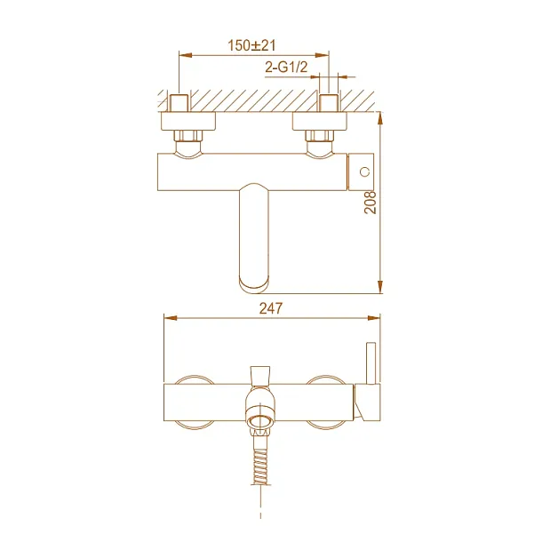 Seria 900 Zestaw wannowy BRUSHED COPPER ORODESIGN 90020510BC