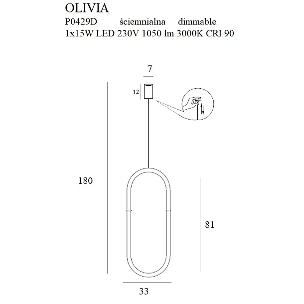 P0429D Lampa Olivia I Wisząca od Maxlight