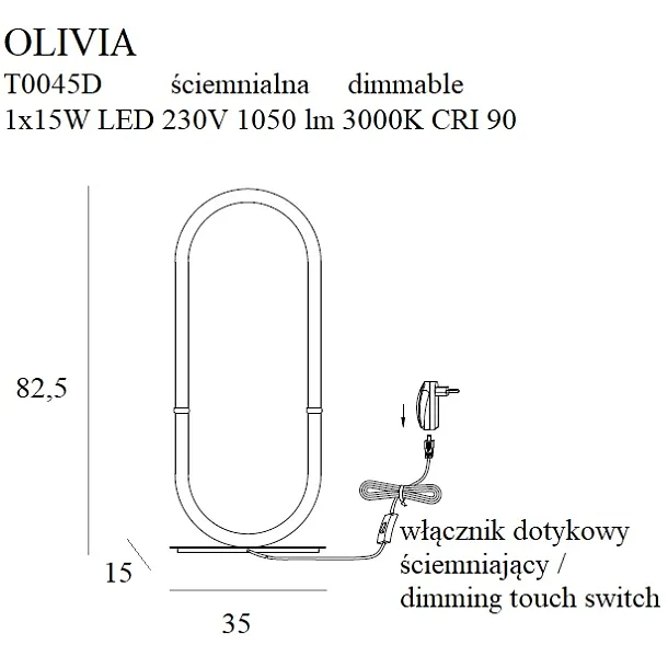 Lampa Stołowa Olivia Złota od Maxlight