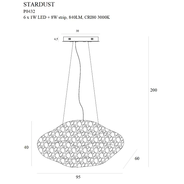 Lampa Wisząca Stardust Złota od Maxlight