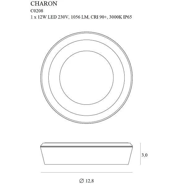 MAXLIGHT C0208 LAMPA SUFITOWA CHARON CZARNY IP65