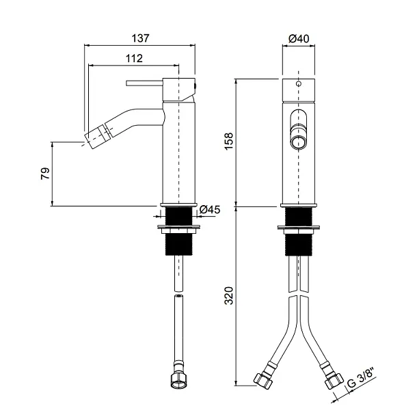 Seria 900 Bateria bidetowa CHAMPAGNE ORODESIGN 90025905CH