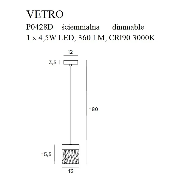 Lampa Wisząca Vetro Złota od Maxlight