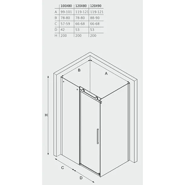 MOBI MY SPACE KABINA PRYSZNICOWA 120X90X200CM MYSPC12090