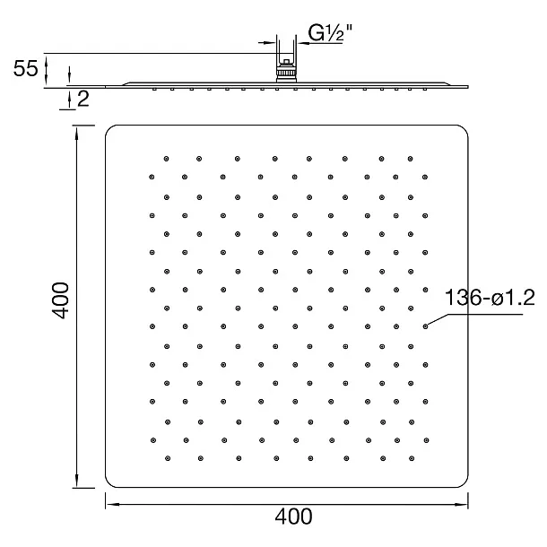 Steinberg 390 deszczownica kwadratowa 40x40cm chrom 3901683