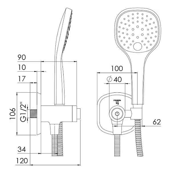 Steinberg 390 zestaw prysznicowy z systemem pushtronic chrom 3901670