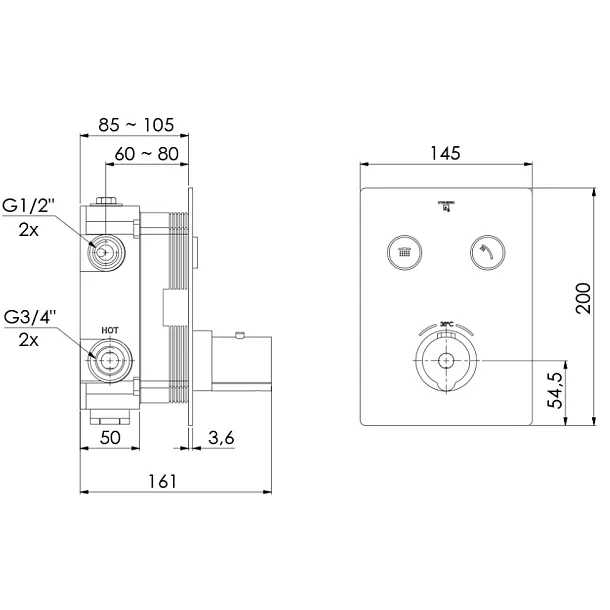 Steinberg 390 bateria prysznicowa podtynkowa termostatyczna pushtronic chrom 3904221