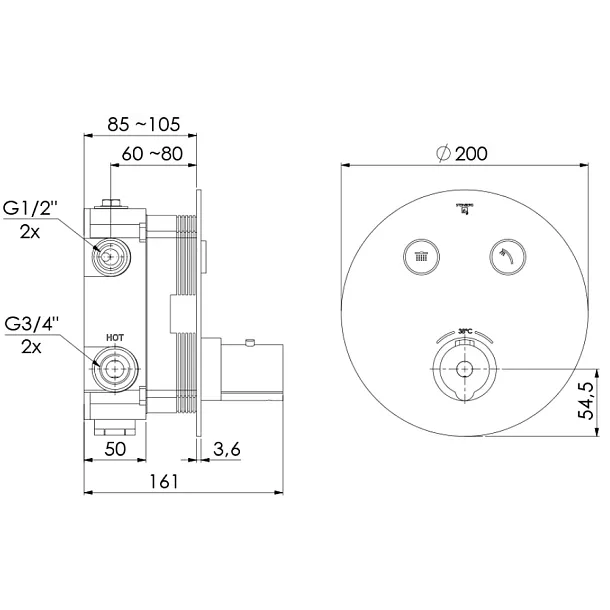 Steinberg 390 bateria prysznicowa podtynkowa termostatyczna pushtronic chrom 3904321