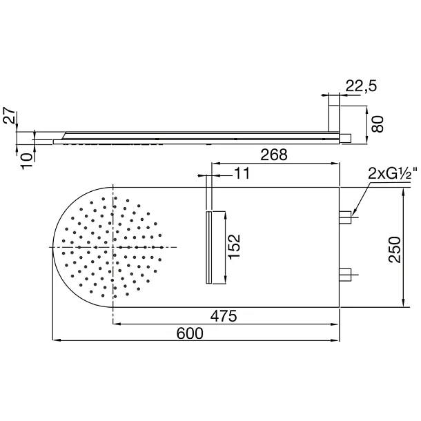 Steinberg 390 deszczownica ścienna 60x25cm stal nierdzewna polerowana 3905652